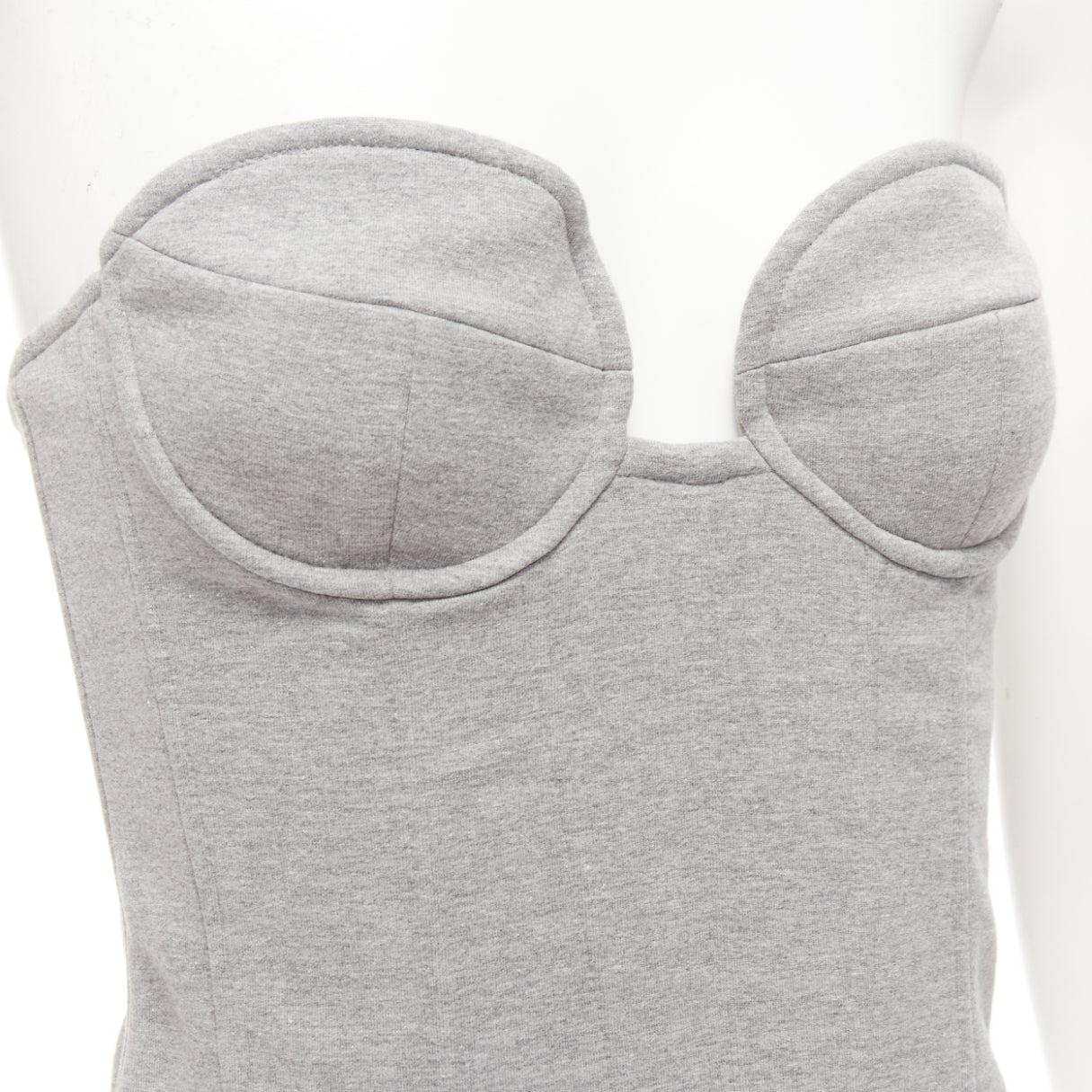 MAGDA BUTRYM 2022 grey cotton blend circular bra boned corset top FR34 XS For Sale 3