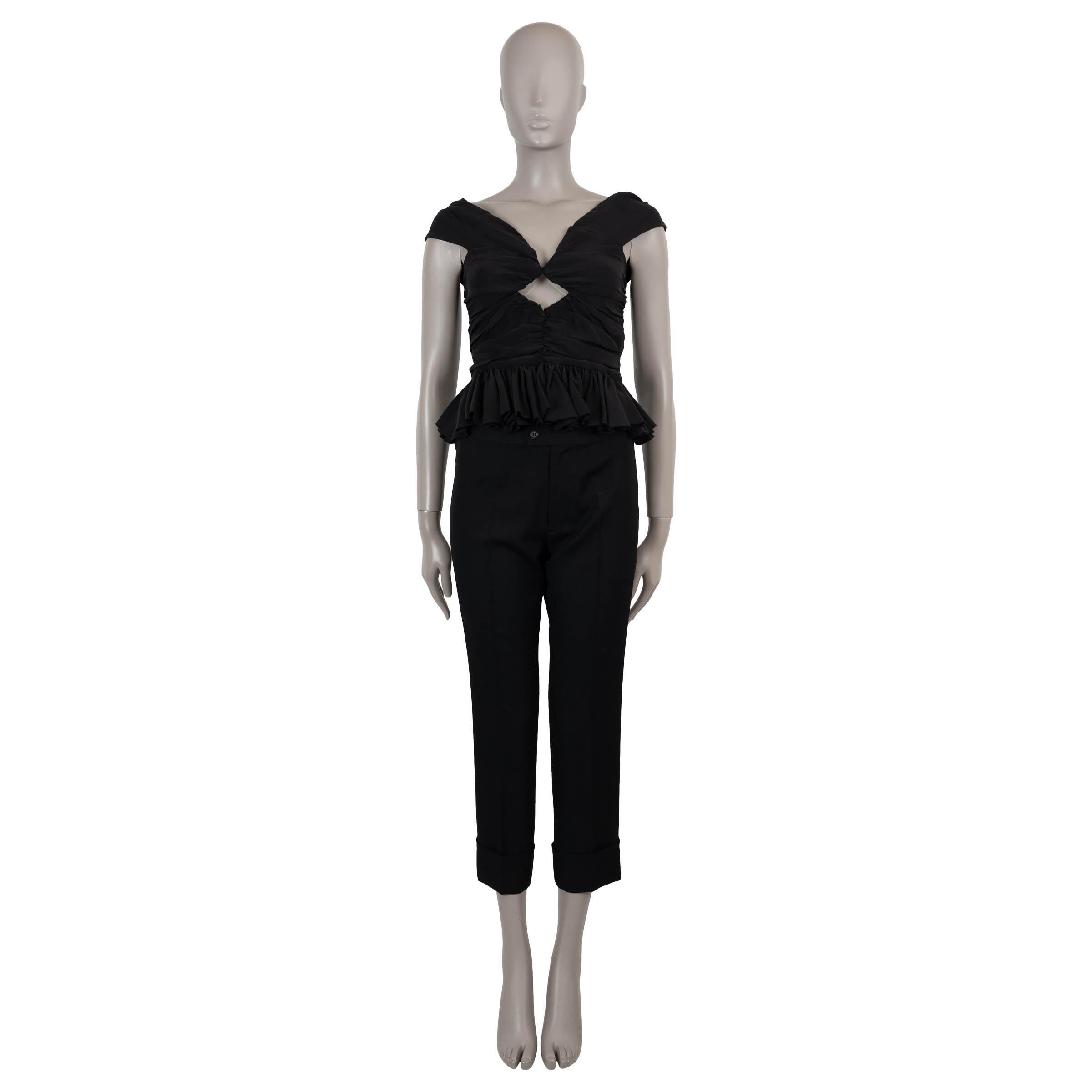 MAGDA BUTRYM black silk 2022 OFF-SHOULDER CROP Top Shirt 36 XS In Excellent Condition For Sale In Zürich, CH