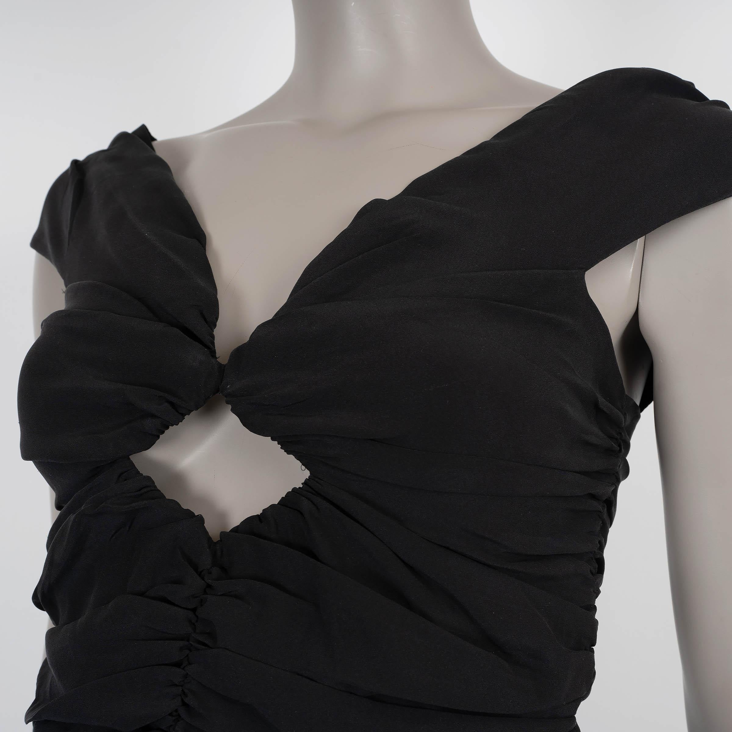 Women's MAGDA BUTRYM black silk 2022 OFF-SHOULDER CROP Top Shirt 36 XS For Sale