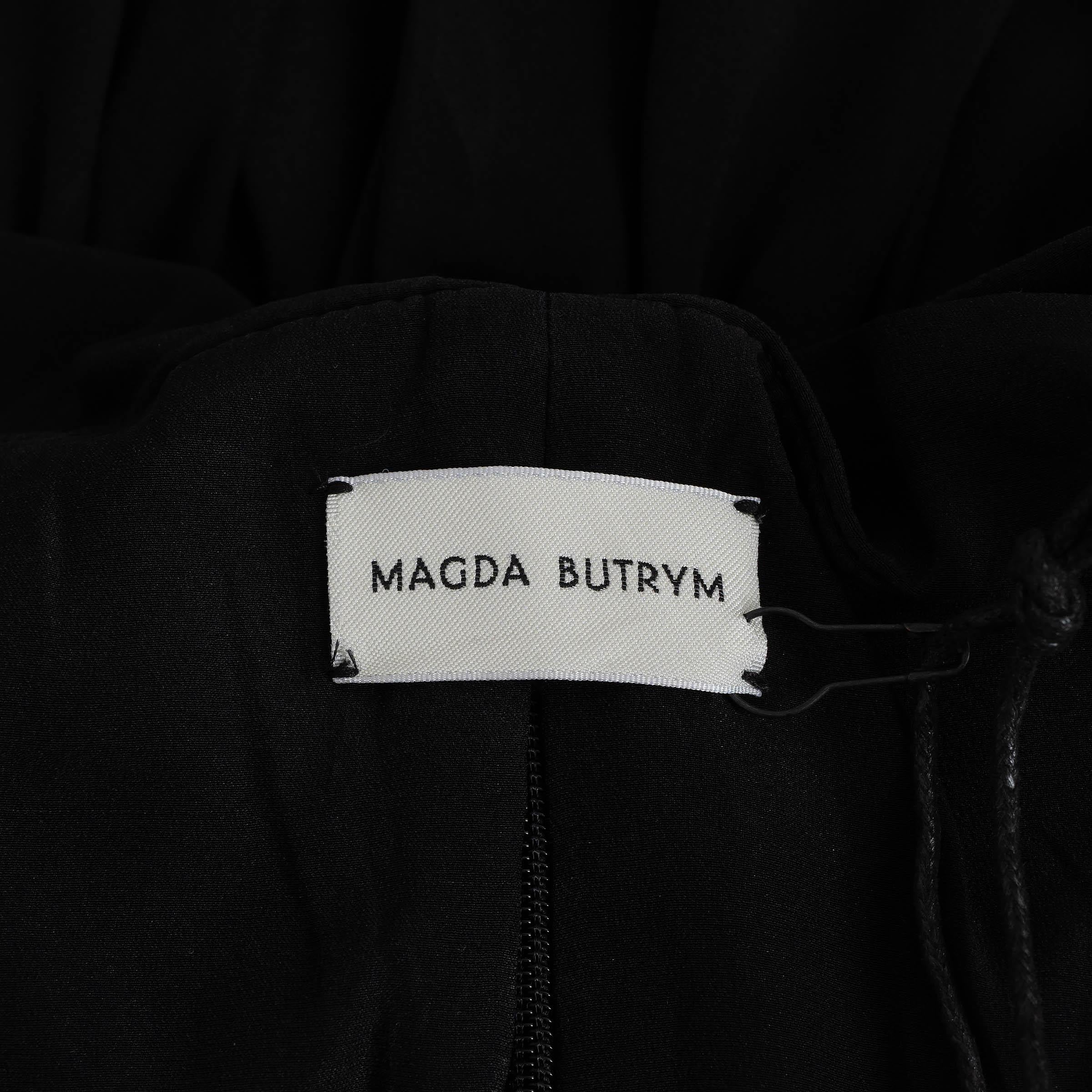 MAGDA BUTRYM black silk 2022 OFF-SHOULDER CROP Top Shirt 36 XS For Sale 1