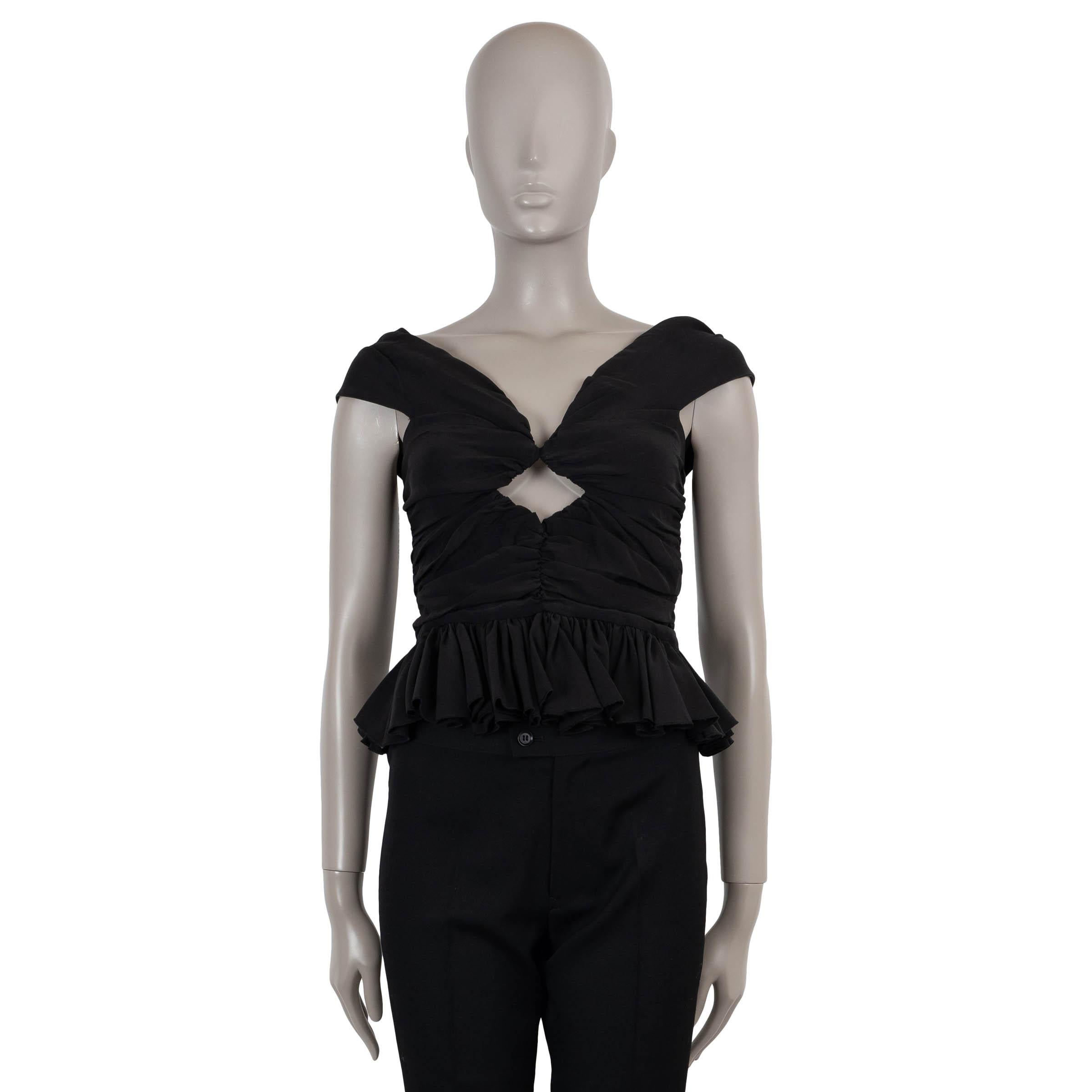 MAGDA BUTRYM black silk 2022 OFF-SHOULDER CROP Top Shirt 36 XS For Sale