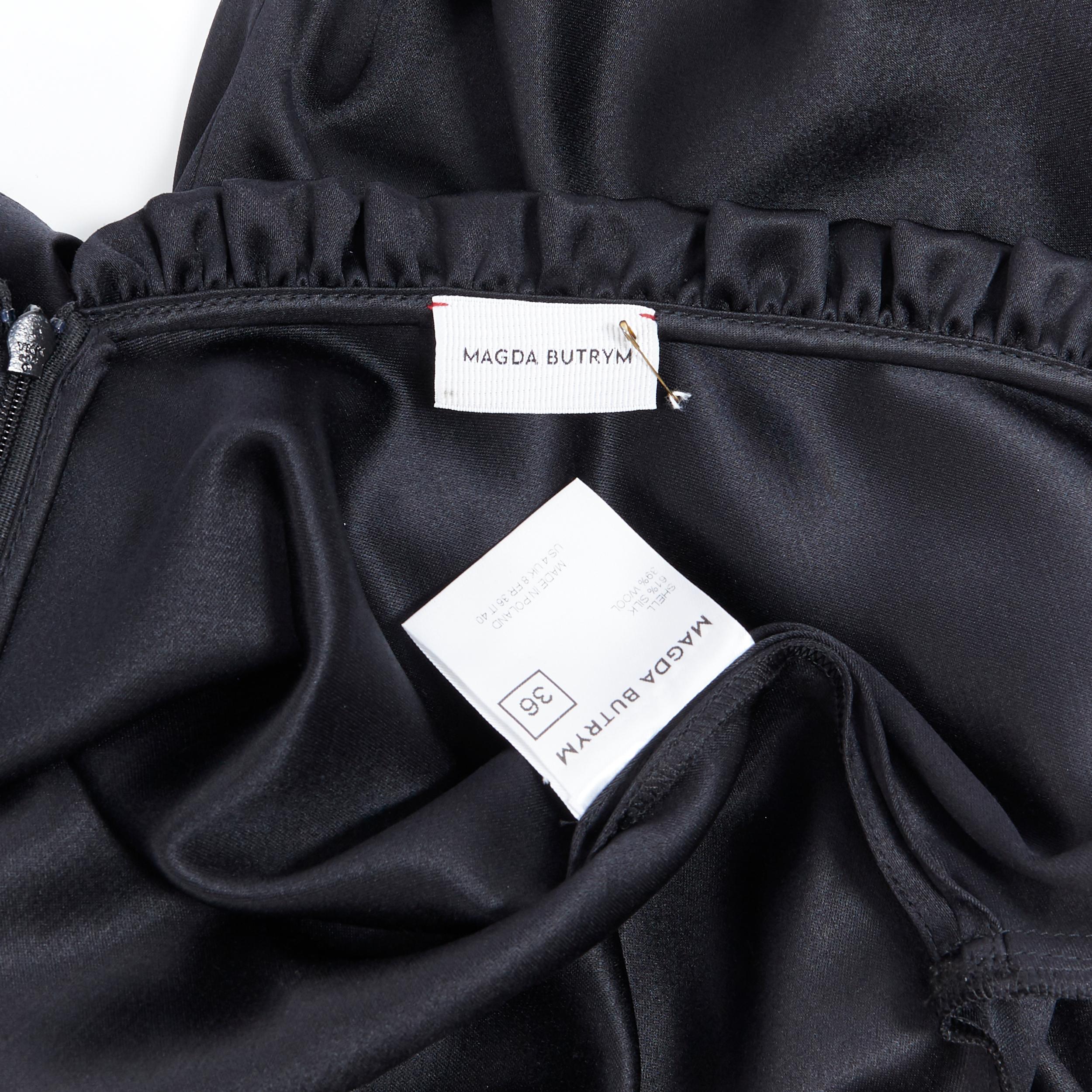 MAGDA BUTRYM black silk wool blend victorian sleeve ruffle open back dress FR36 2