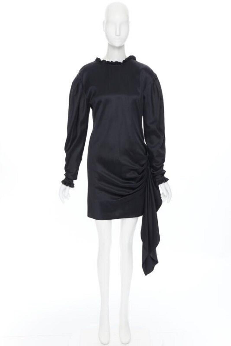 MAGDA BUTRYM black silk wool blend victorian sleeve ruffle open back dress FR36 For Sale 5