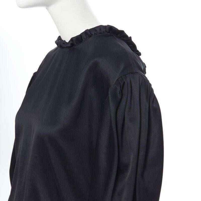 MAGDA BUTRYM black silk wool blend victorian sleeve ruffle open back dress FR36 For Sale 1