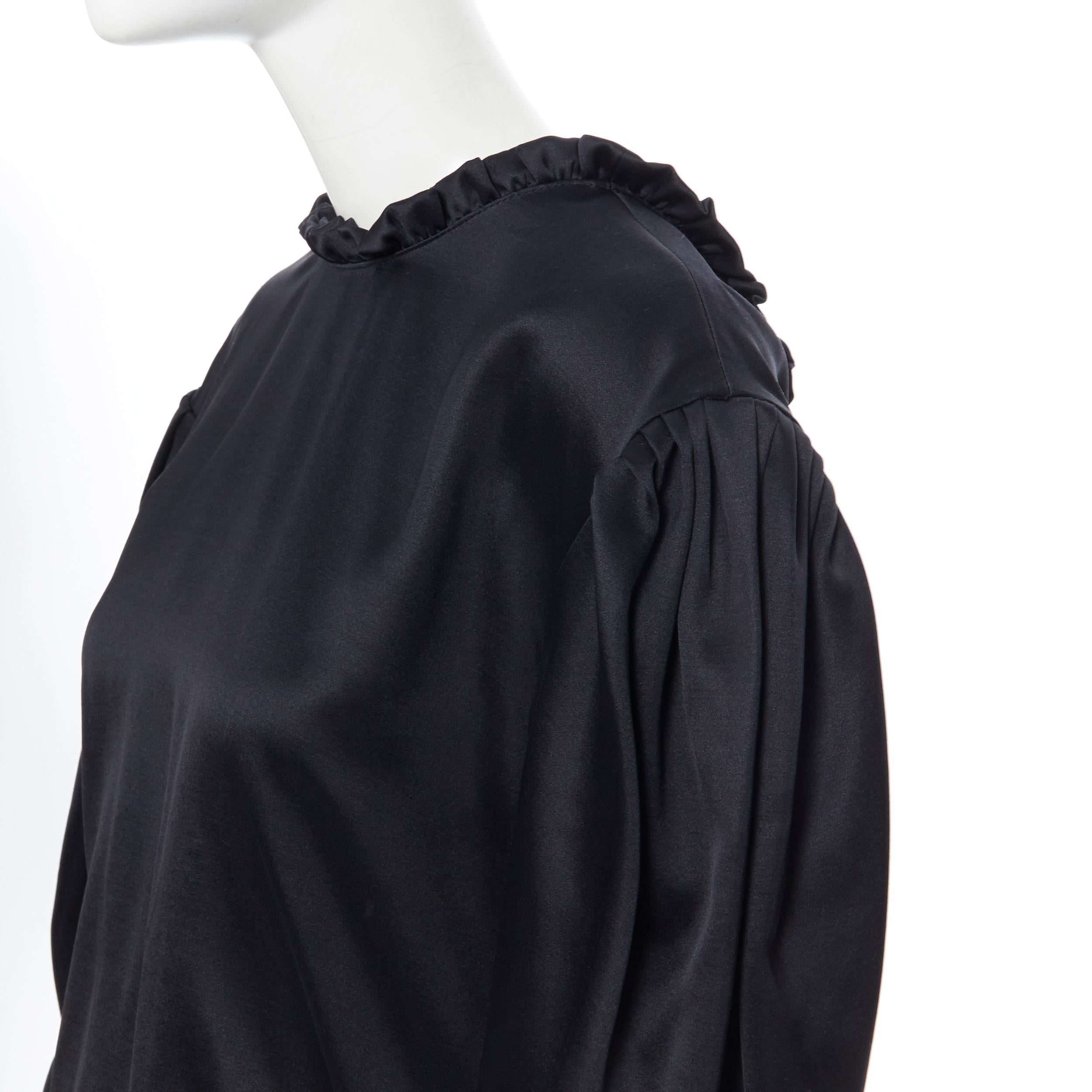 MAGDA BUTRYM black silk wool blend victorian sleeve ruffle open back dress FR36 In New Condition In Hong Kong, NT