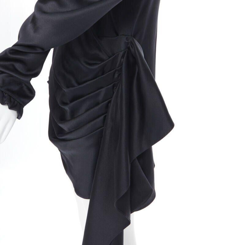 MAGDA BUTRYM black silk wool blend victorian sleeve ruffle open back dress FR36 For Sale 2