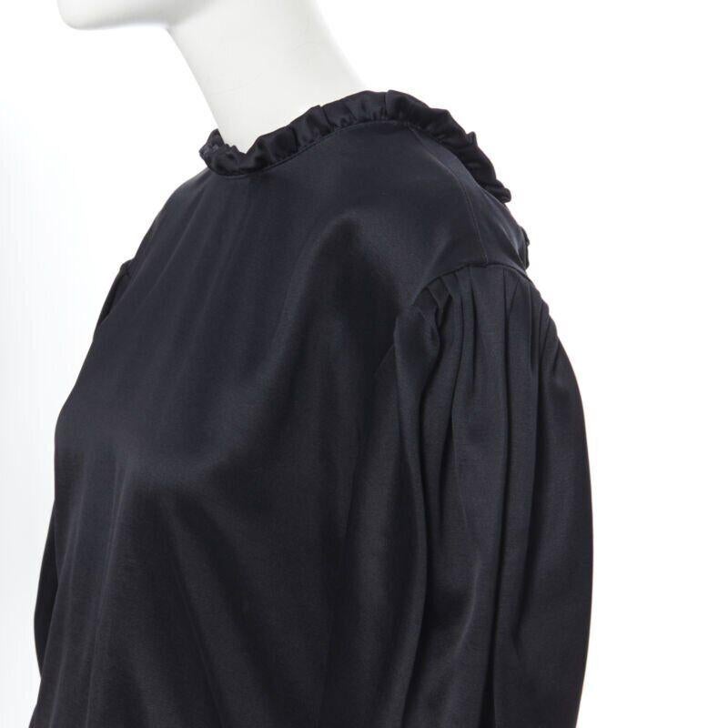 MAGDA BUTRYM black silk wool blend victorian sleeve ruffle open back dress FR36 For Sale 2