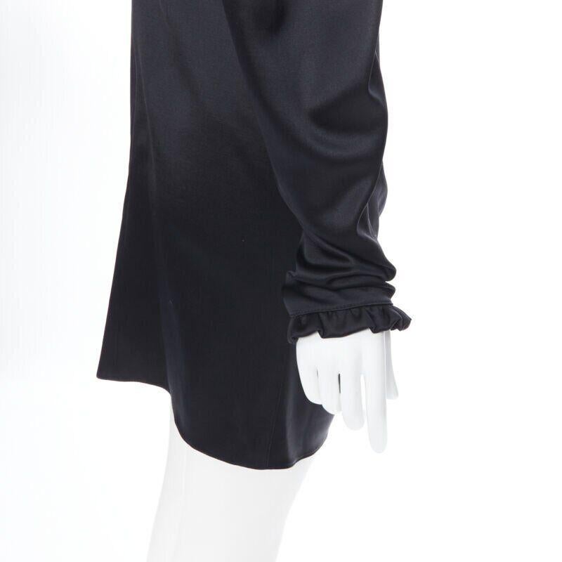MAGDA BUTRYM black silk wool blend victorian sleeve ruffle open back dress FR36 For Sale 3