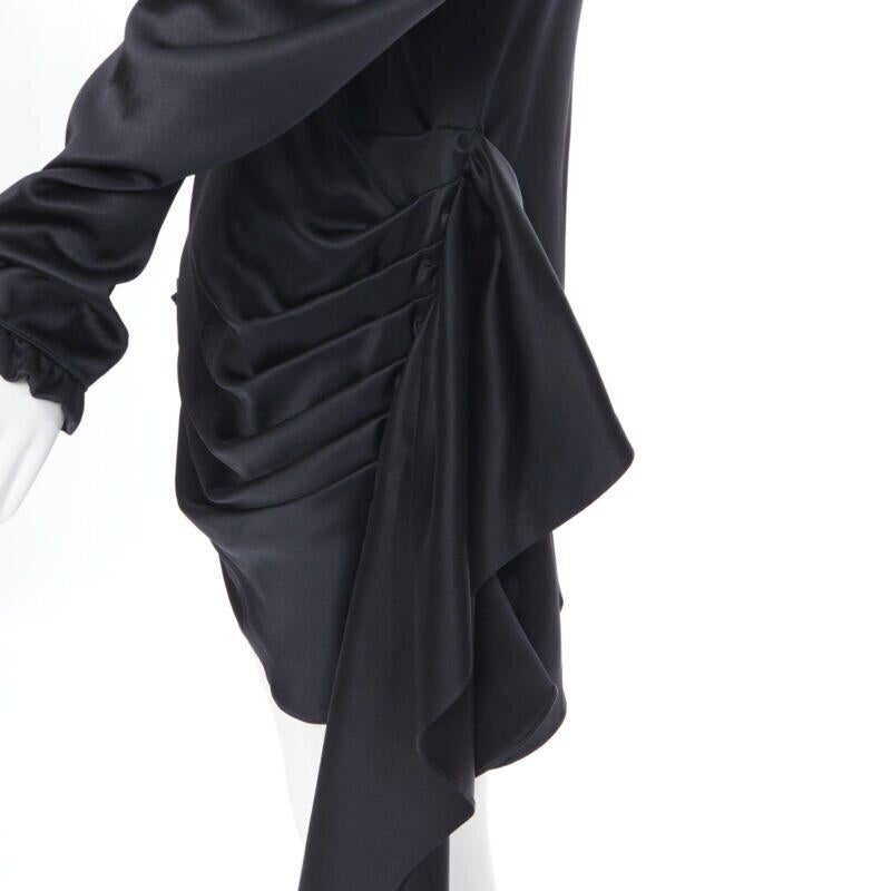 MAGDA BUTRYM black silk wool blend victorian sleeve ruffle open back dress FR36 For Sale 3