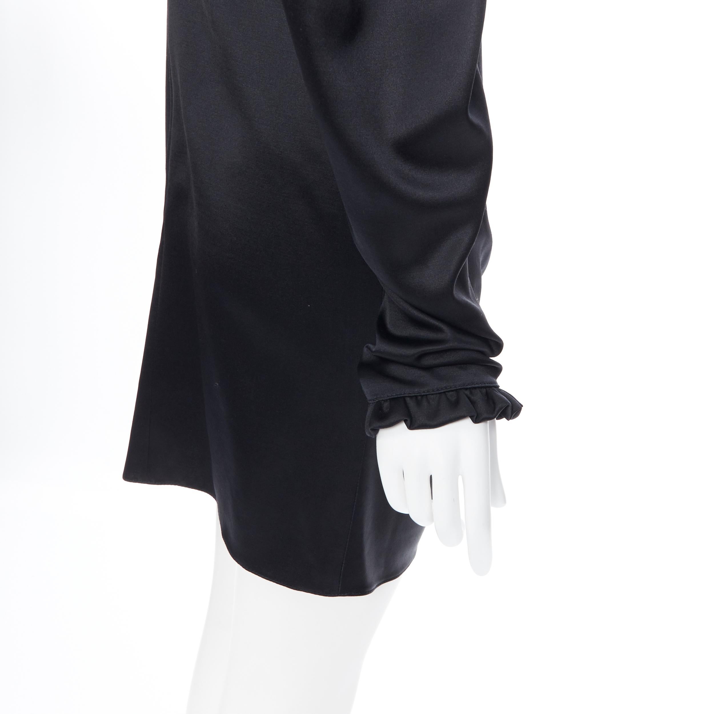 MAGDA BUTRYM black silk wool blend victorian sleeve ruffle open back dress FR36 1
