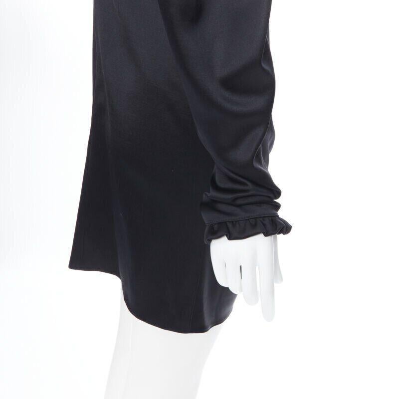 MAGDA BUTRYM black silk wool blend victorian sleeve ruffle open back dress FR36 For Sale 4