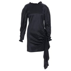 MAGDA BUTRYM black silk wool blend victorian sleeve ruffle open back dress FR36