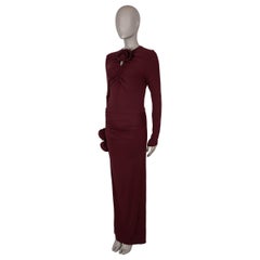 MAGDA BUTRYM burgundy viscose 2024 FLOWER APPLIQUE RUCHED JERSEY GOWN Dress XS