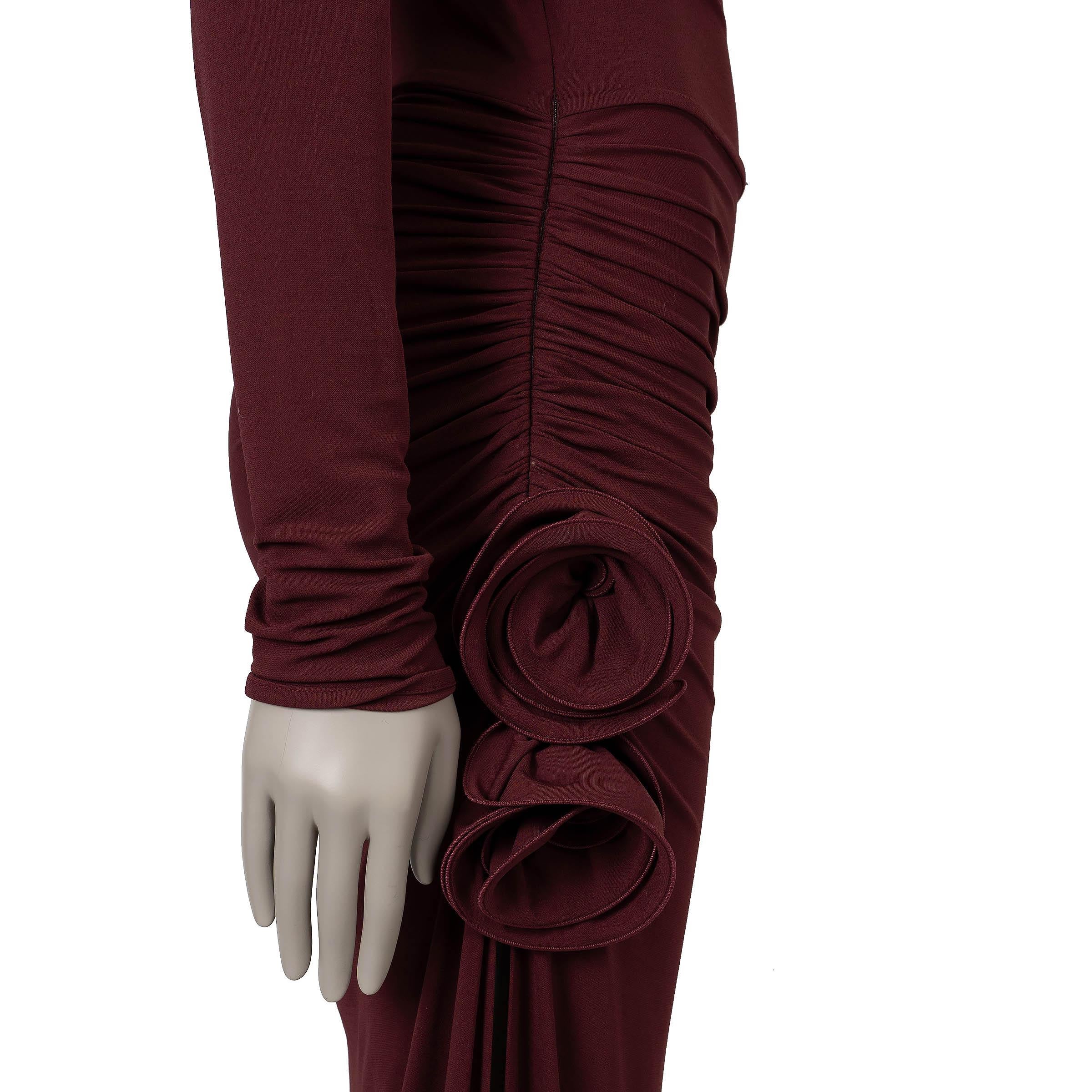 Donna MAGDA BUTRYM viscosa bordeaux 2024 FLOWER APPLIQUE RUCHED JERSEY GOWN Vestito XS in vendita