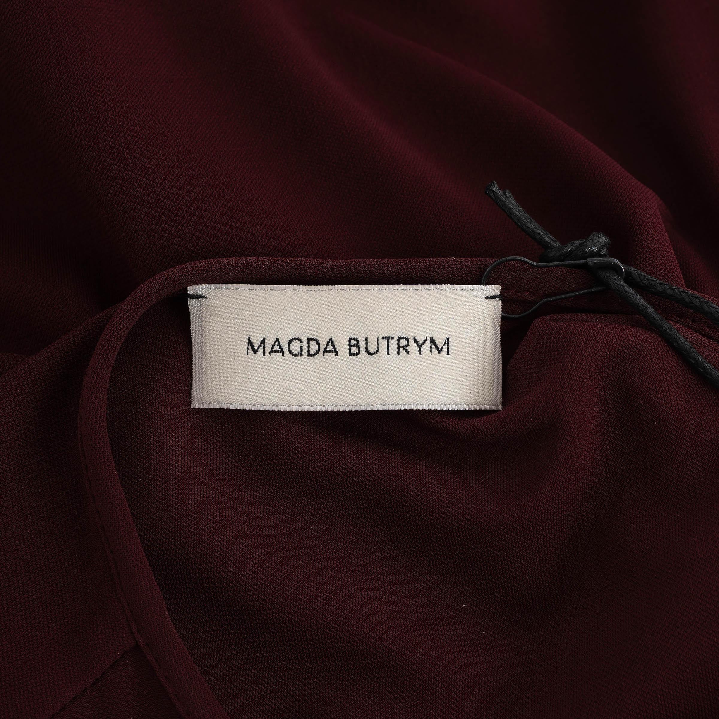 MAGDA BUTRYM viscosa burdeos 2024 FLOR APPLIQUE RUCHED JERSEY GOWN Vestido XS en venta 1
