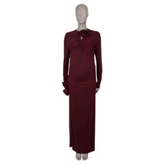 MAGDA BUTRYM burgundy viscose 2024 FLOWER APPLIQUE RUCHED JERSEY GOWN Dress XS