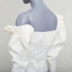 MAGDA BUTRYM cream linen silk asymmetric ruffle peasant top FR34 XS
