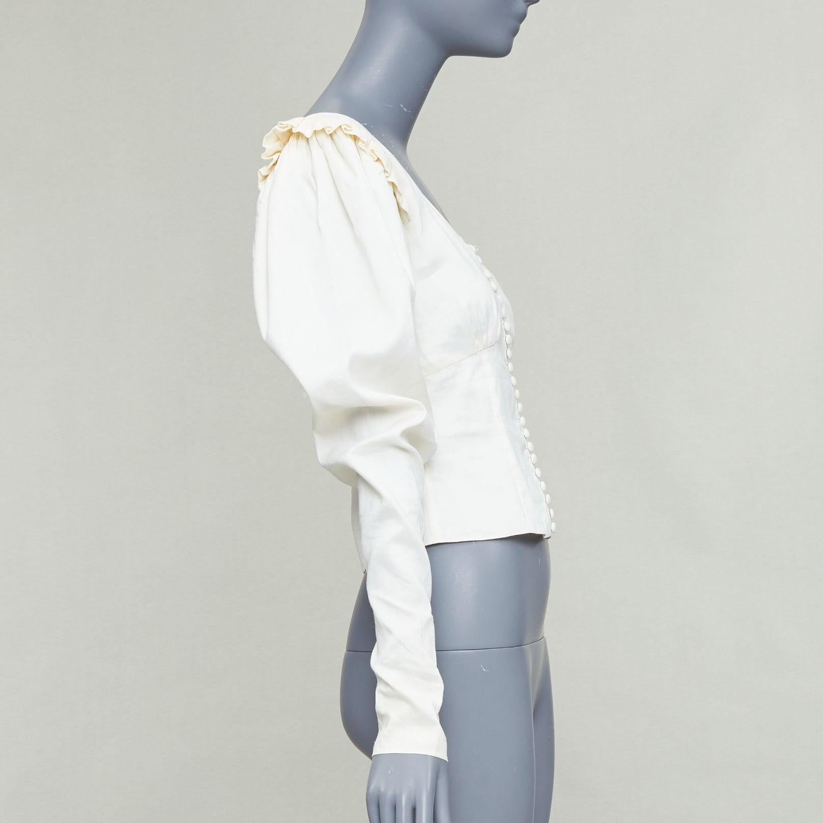 MAGDA BUTRYM top campesino asimétrico de lino y seda crema FR34 XS en Bastante bueno estado para la venta en Hong Kong, NT