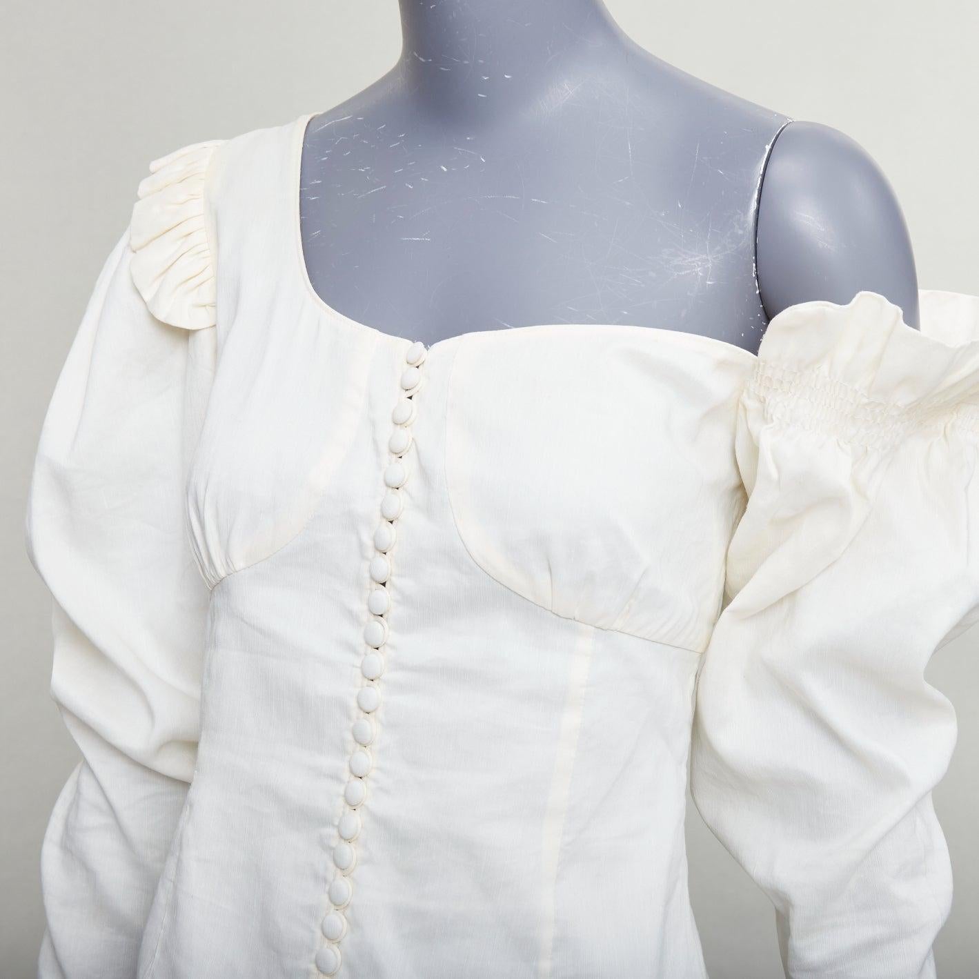 MAGDA BUTRYM top campesino asimétrico de lino y seda crema FR34 XS en venta 2