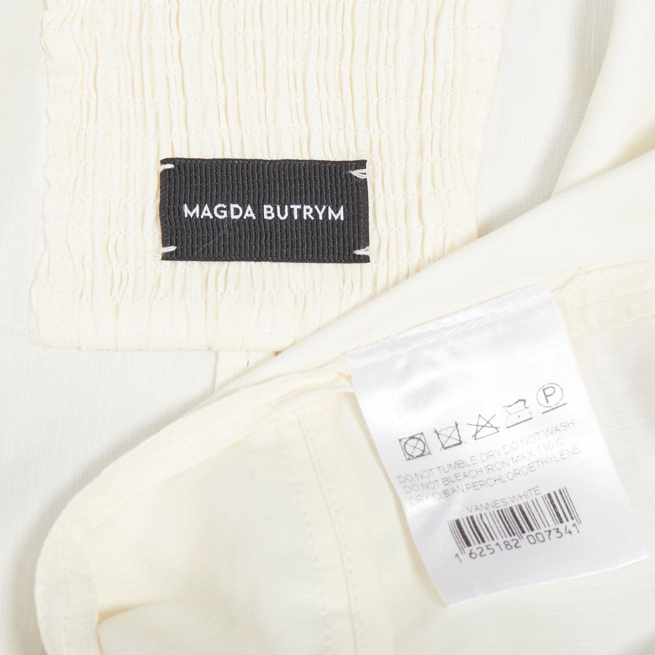 MAGDA BUTRYM top campesino asimétrico de lino y seda crema FR34 XS en venta 3