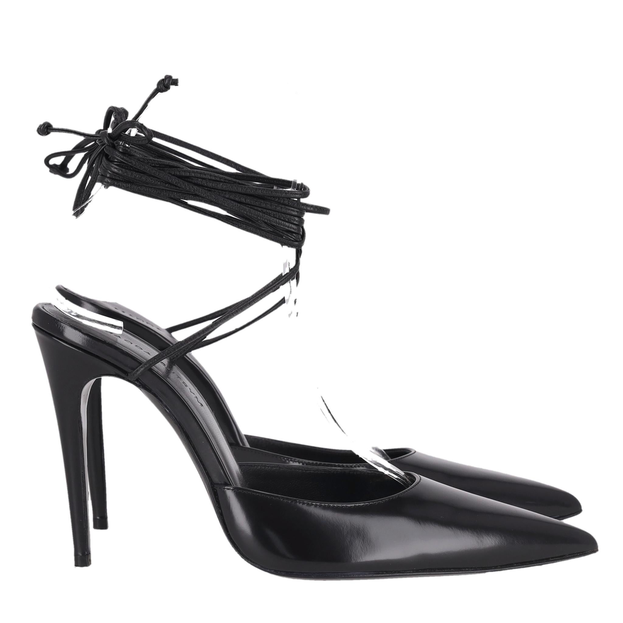 Noir Magda Butrym - Talons aiguilles en cuir à nouer à la cheville en vente