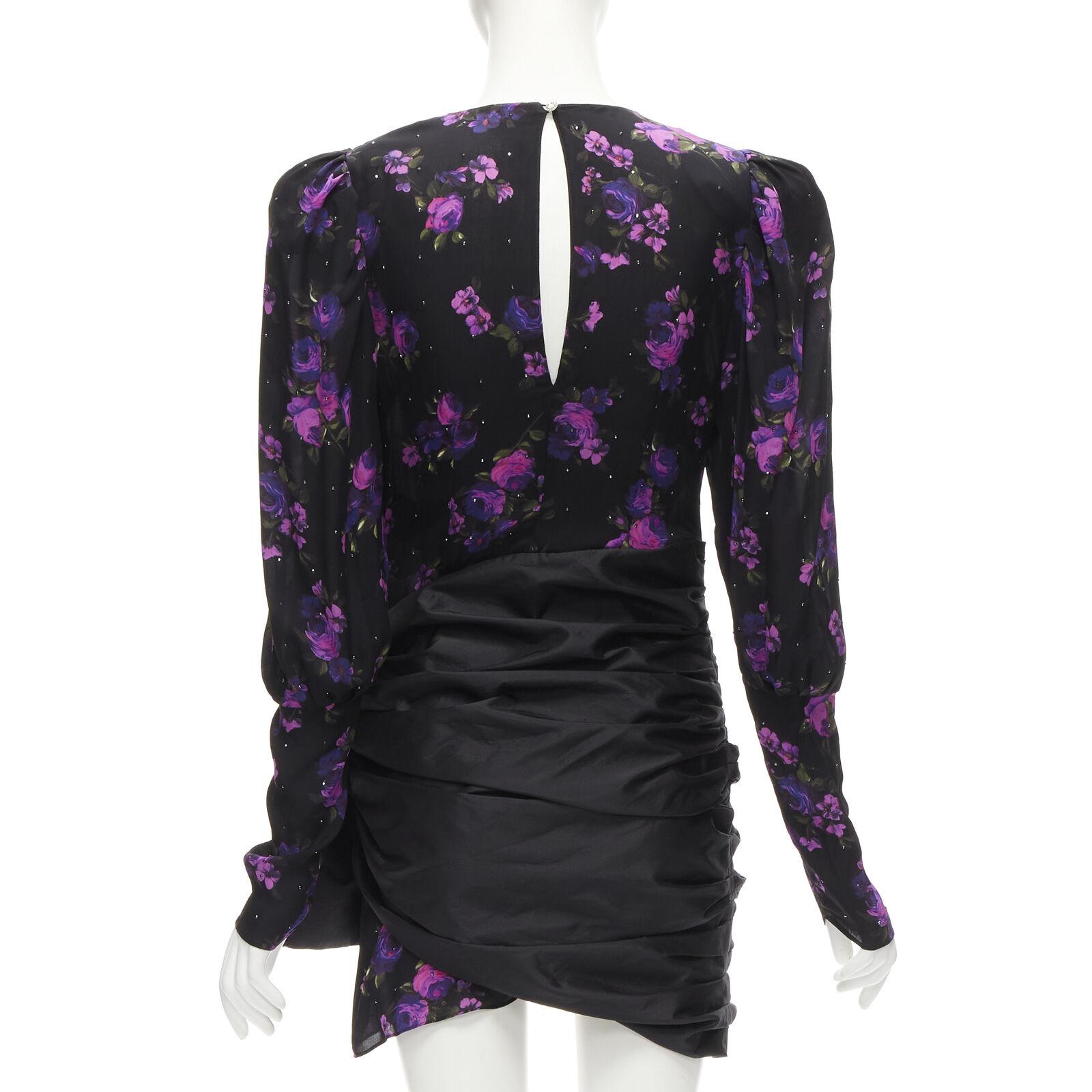 Women's MAGDA BUTRYM Matera crystal embellished purple floral wrap skirt dress FR34 XS For Sale