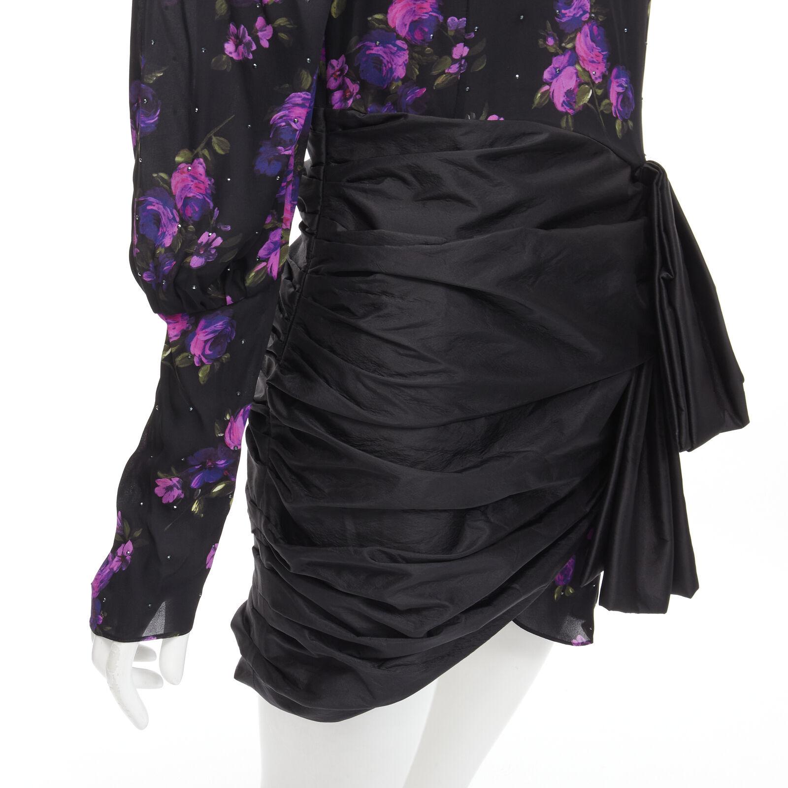 MAGDA BUTRYM Matera crystal embellished purple floral wrap skirt dress FR34 XS 2