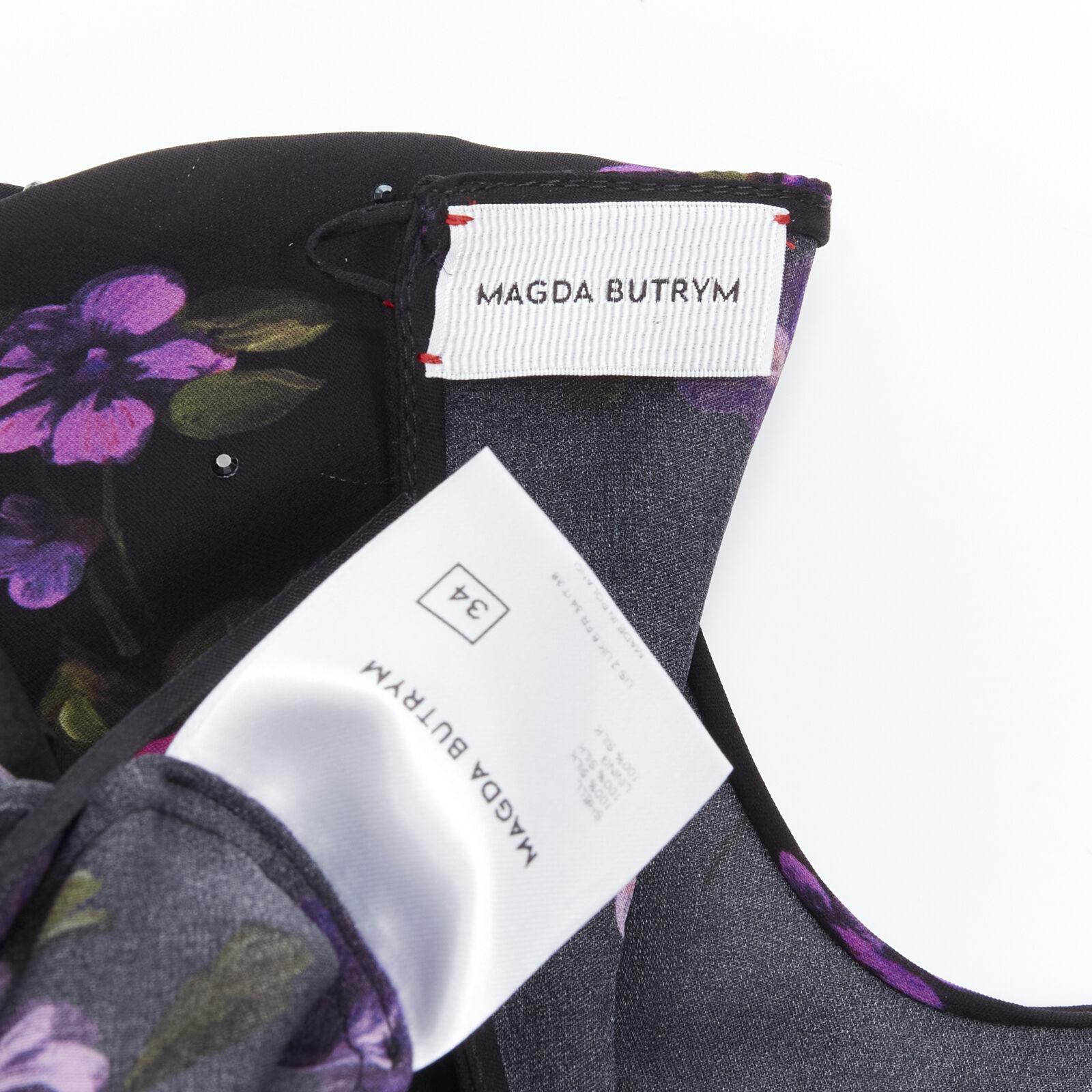 MAGDA BUTRYM Matera crystal embellished purple floral wrap skirt dress FR34 XS For Sale 4