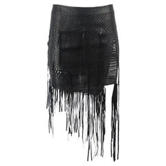 Magda Butrym Norwich Fringed Woven Leather Skirt IT 40 UK 8 