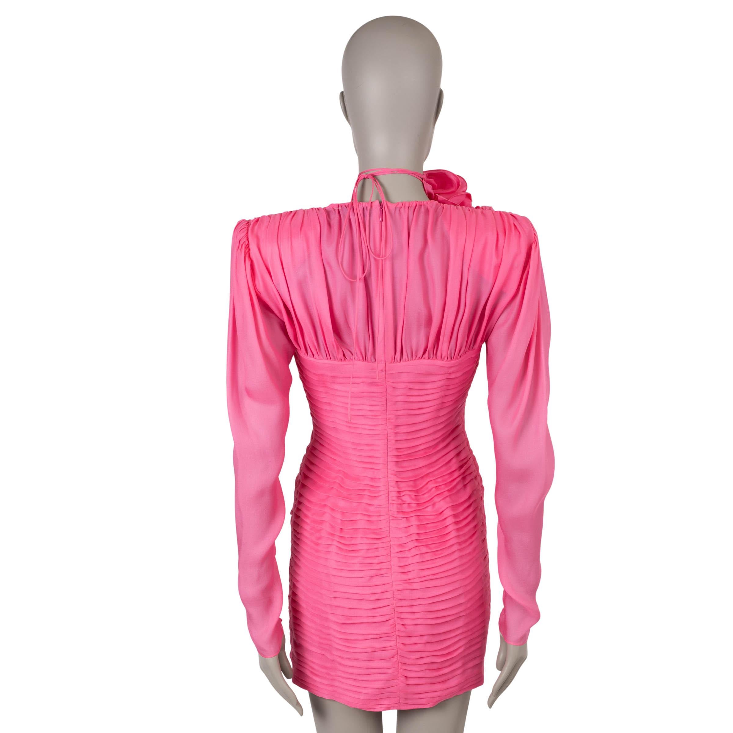 Rosa MAGDA BUTRYM rosa seta 2022 FLOWER APPLIQUE PINTUCKED ORGANZA Vestito 36 XS in vendita