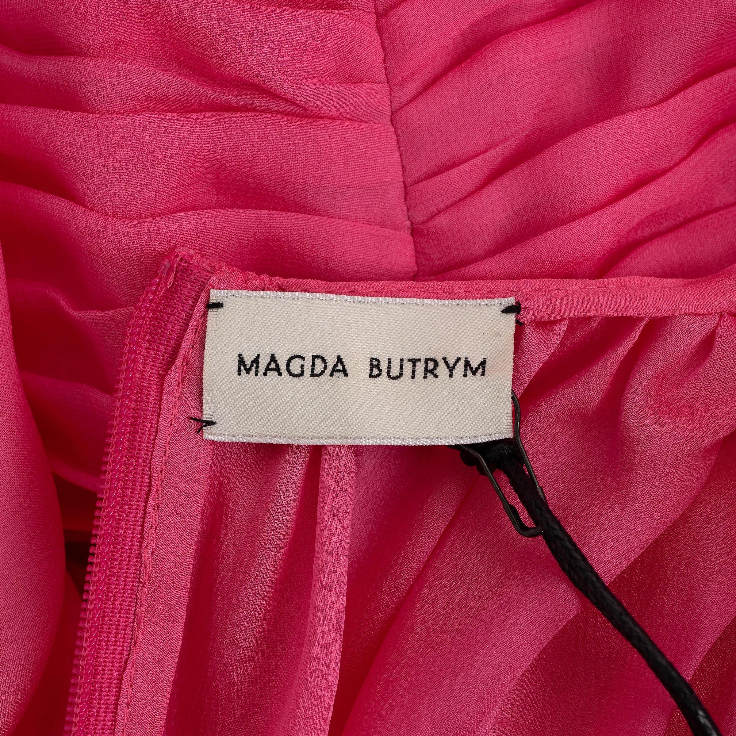 MAGDA BUTRYM rosa seta 2022 FLOWER APPLIQUE PINTUCKED ORGANZA Vestito 36 XS in vendita 2