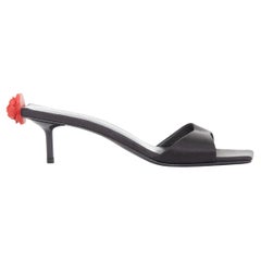 MAGDA BUTRYM rouge floral noir satin embelli talons mules EU37.5