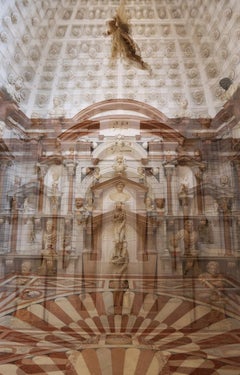 Palazzo Grimani, weibliches Zentrum. Abstrakte architektonische Farbfotografie