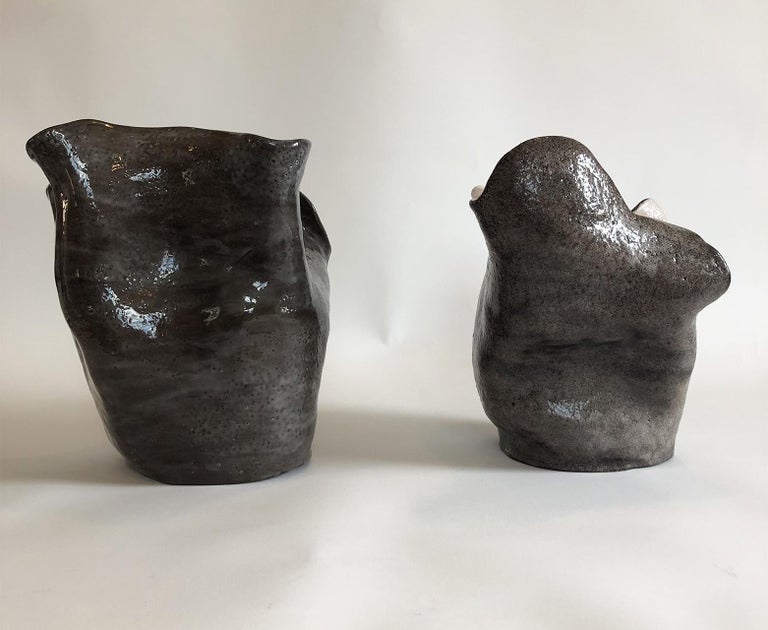 Diptych Visceral VII and VI. Glaze ceramic sculpture - Sculpture by Magda Von Hanau