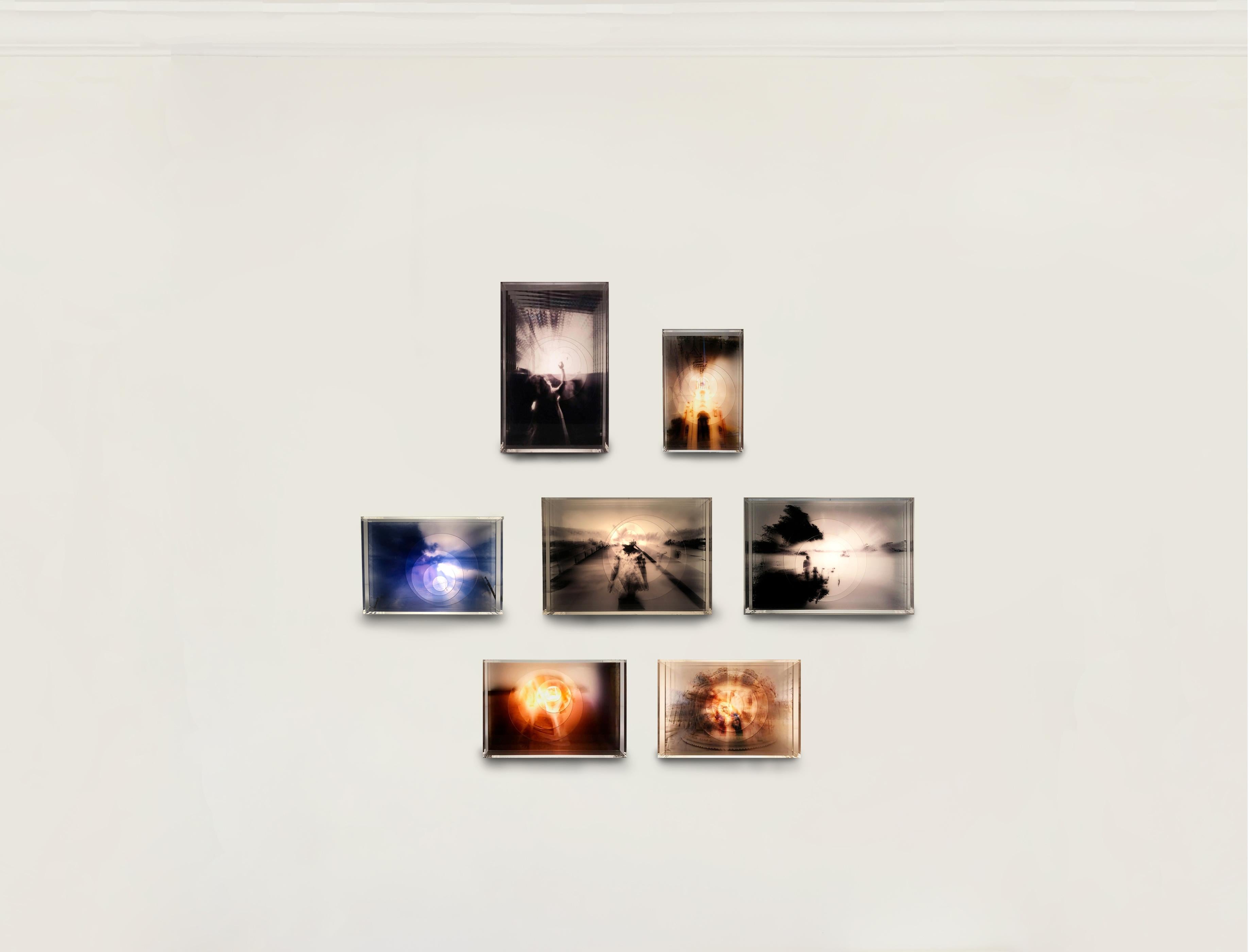 Memory Box, Series. Wall Sculpture light boxes made multiple exposure photograph
