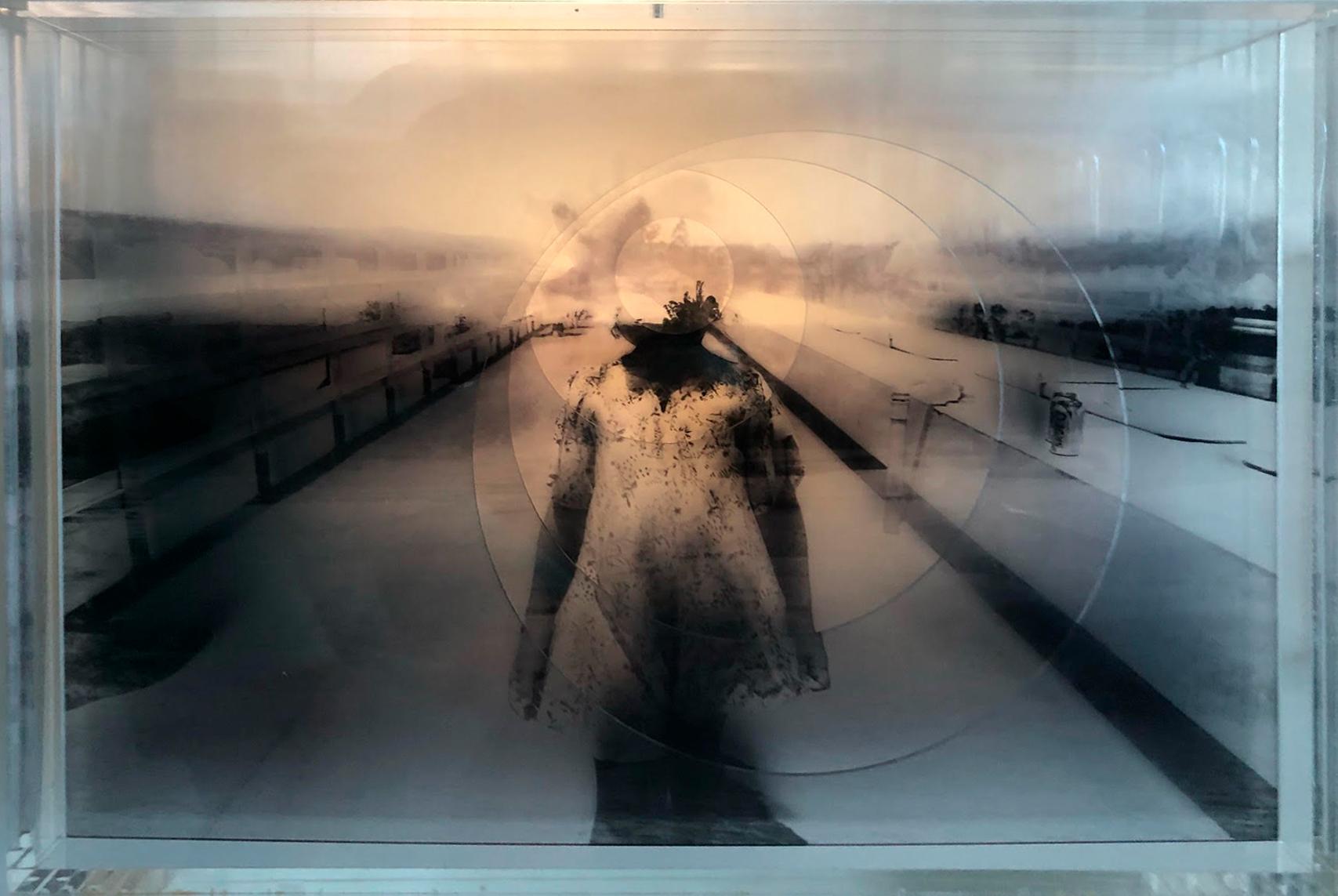 Magda Von Hanau Abstract Sculpture - O Barco 'The Boat'. Sculpture Lightbox Made of Multiple Exposure Photograph