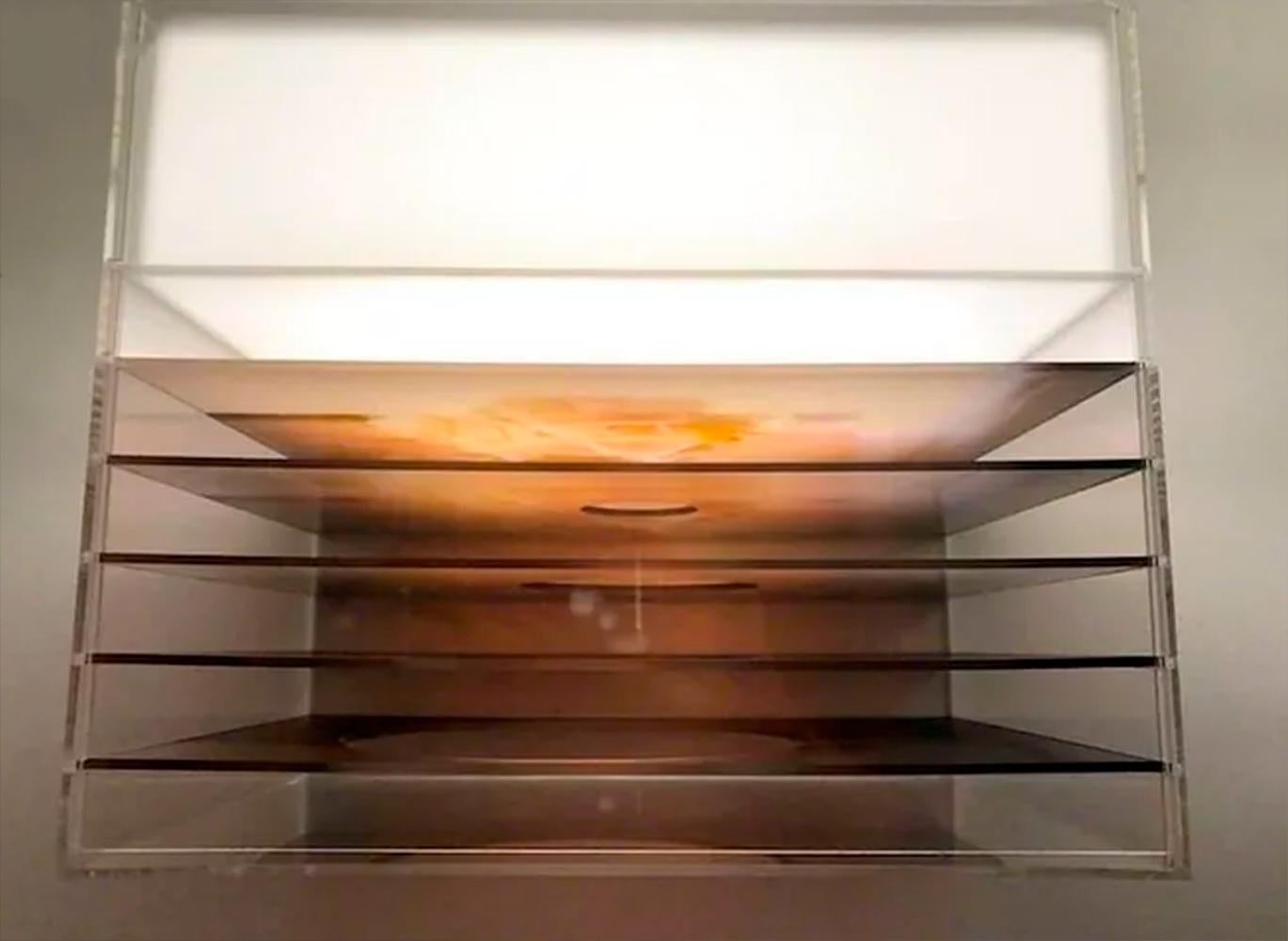 Olhar,  Sculpture Lightbox Made of Multiple Exposure Photograph - Beige Abstract Sculpture by Magda Von Hanau