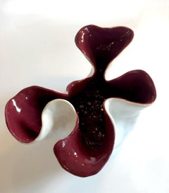 Visceral III, White and Purple. Glaze ceramic sculpture