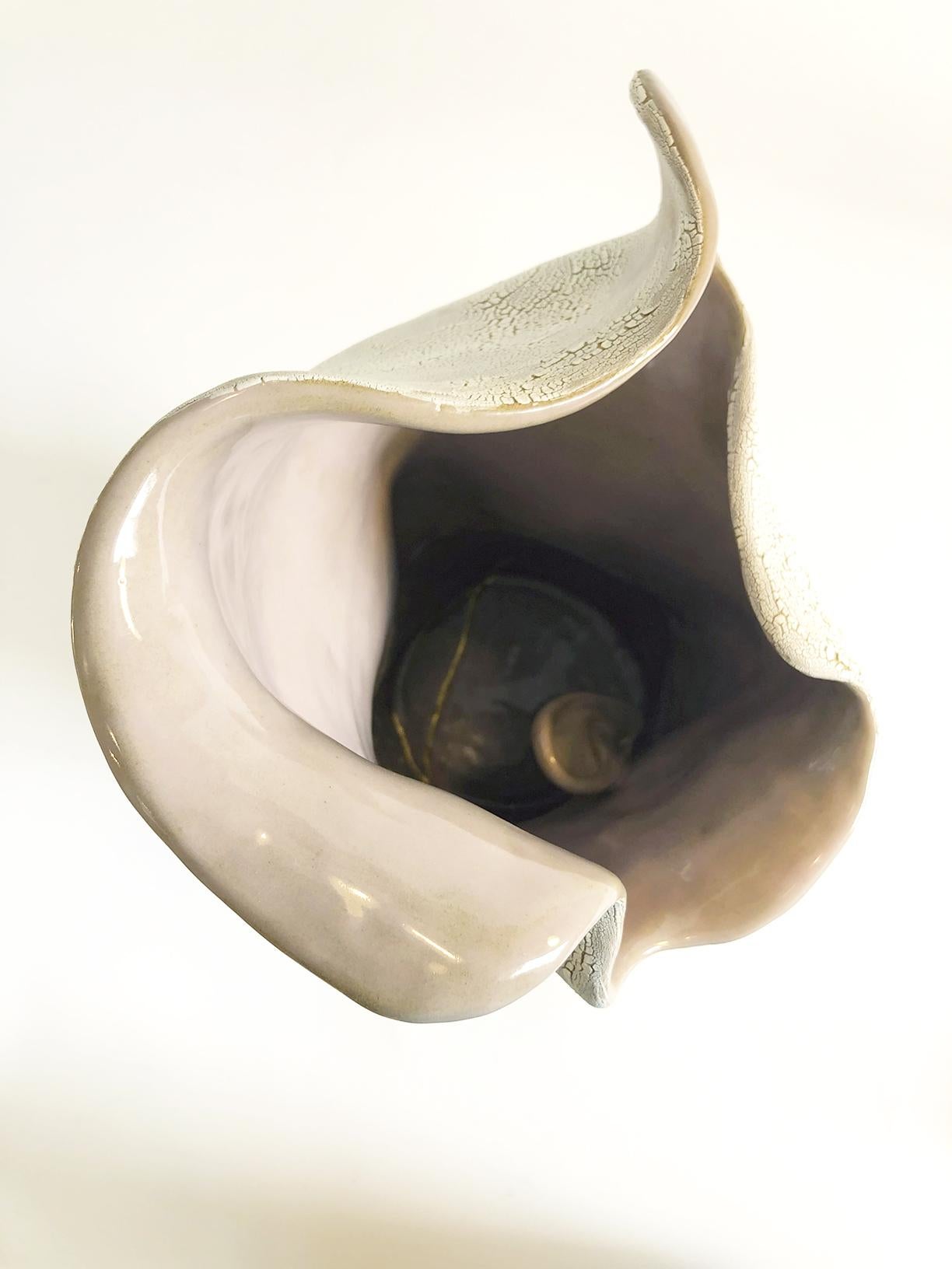 Visceral V. Glaze ceramic sculpture - Gray Abstract Sculpture by Magda Von Hanau