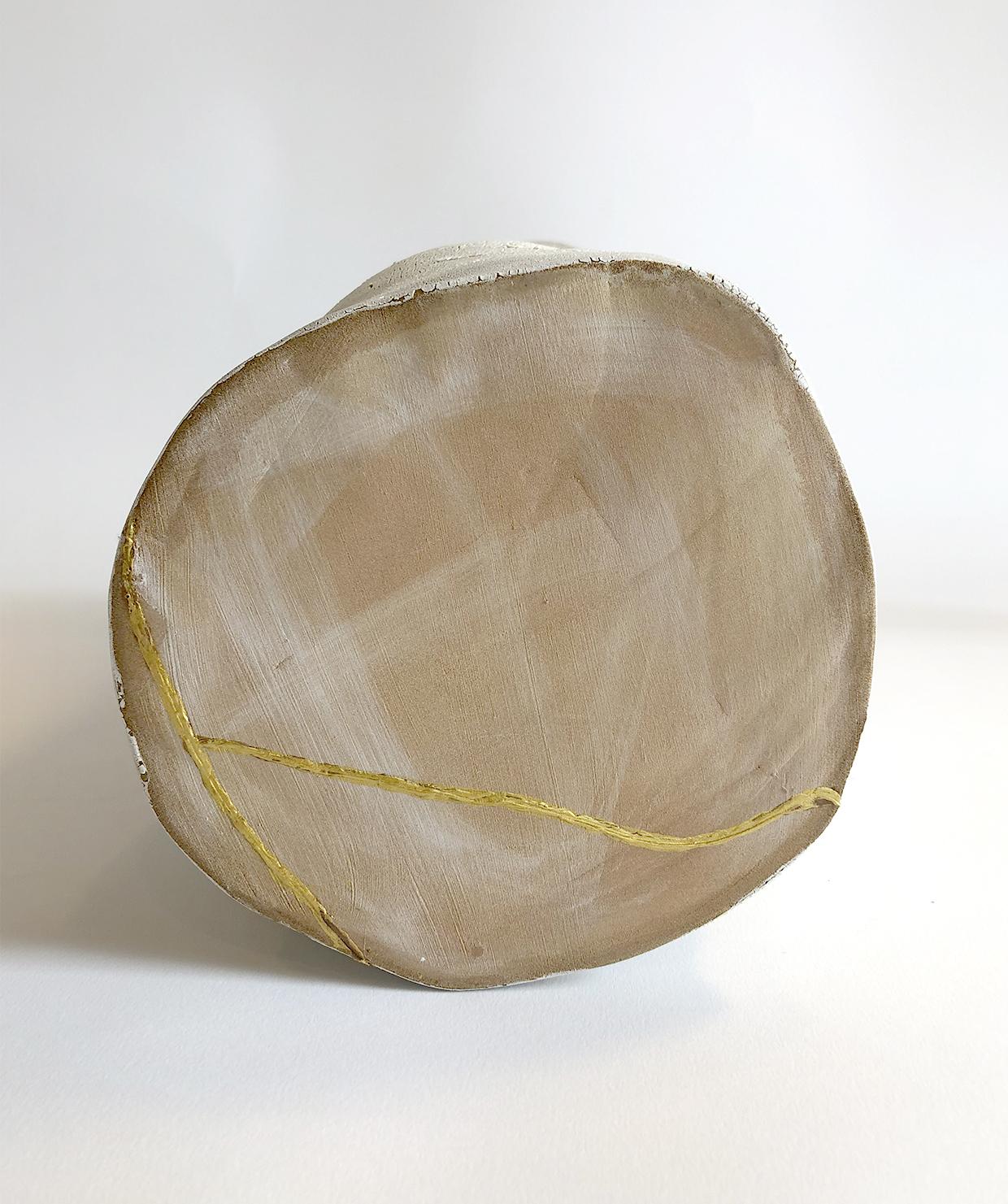 Visceral V, by Magda von Hanau
Crawling glaze with ear/ with a gold Kintsugi Japanese technique 
From The Visceral Sculpture Series
Dimensions: 44 H x 22 x 23 cm

“This body of work refers to the memory of the flesh. While working on my visceral