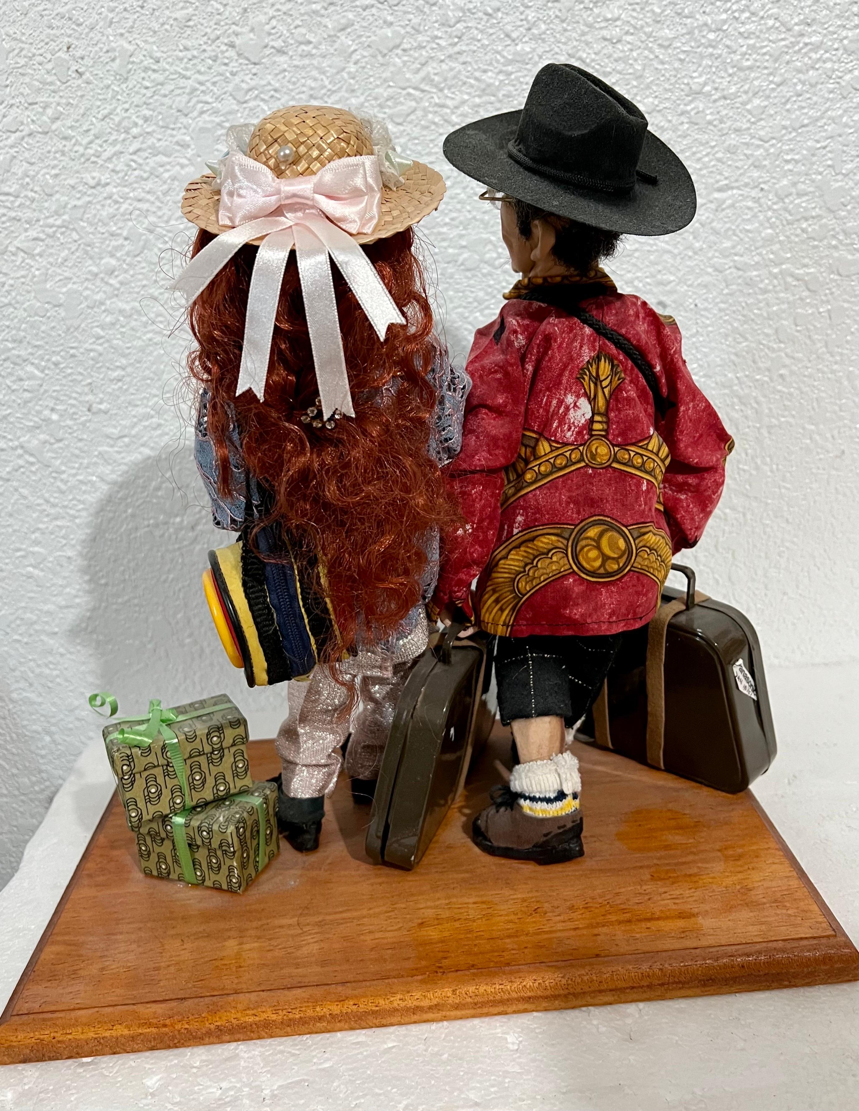 Hungarian Israeli Tourists Diorama Folk Art Doll Judaica Sculpture Magda Watts For Sale 5