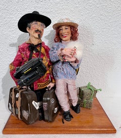 Hungarian Israeli Tourists Diorama Folk Art Doll Judaica Sculpture Magda Watts
