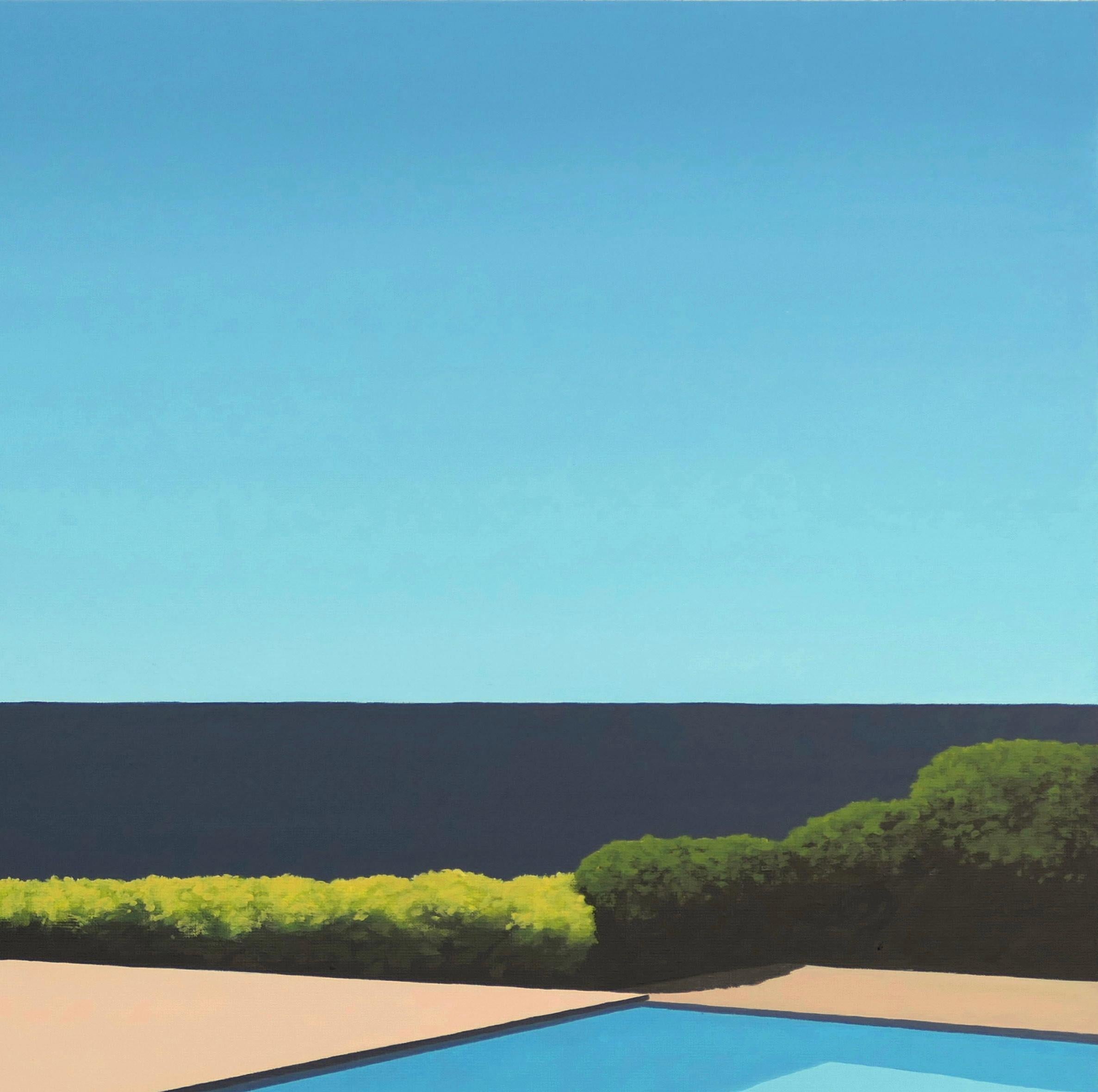 Piña junto a la piscina - pintura de paisaje 4