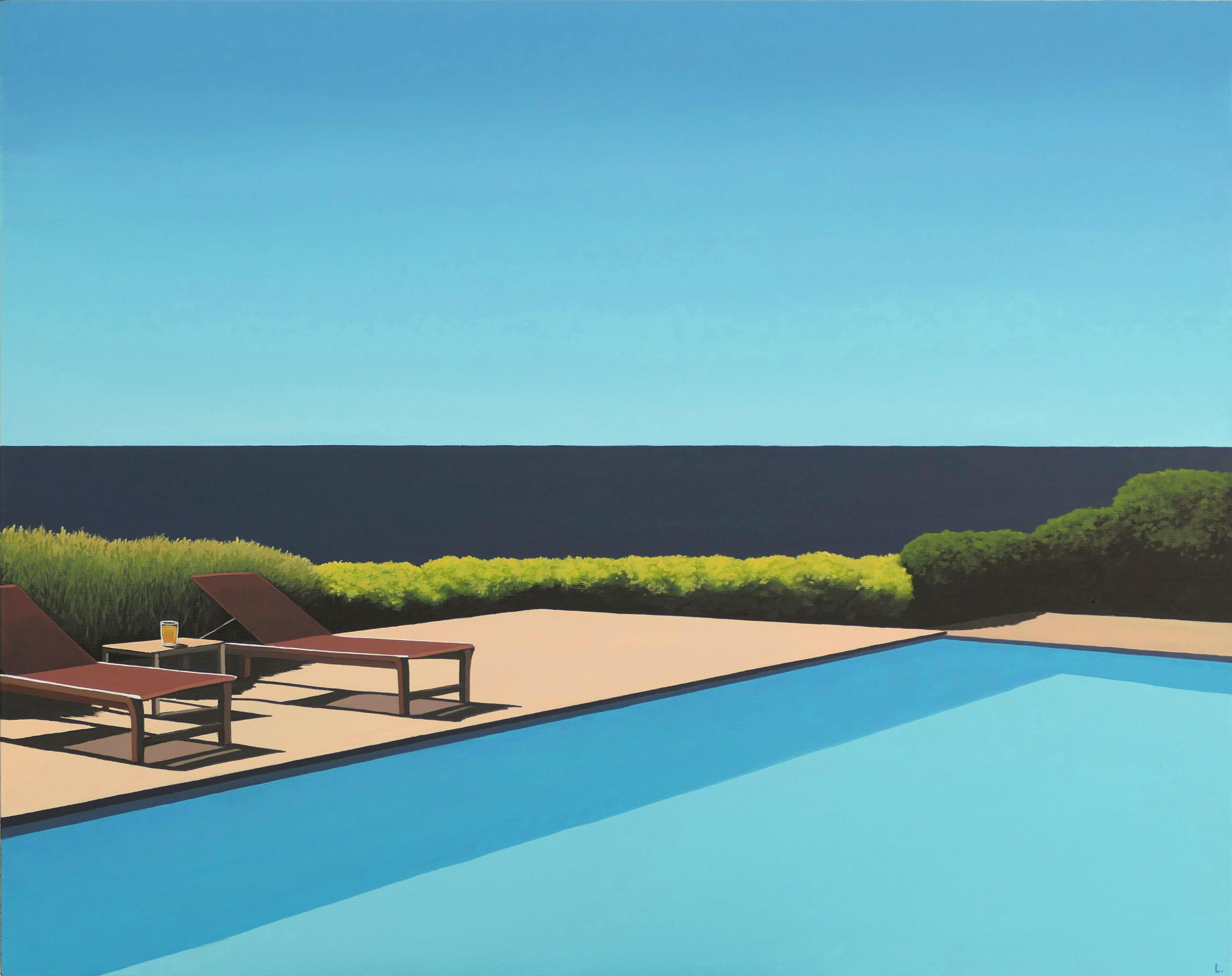 Figurative Painting de Magdalena Laskowska - Piña junto a la piscina - pintura de paisaje