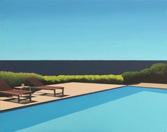 Pineapple by the pool - landscape painting