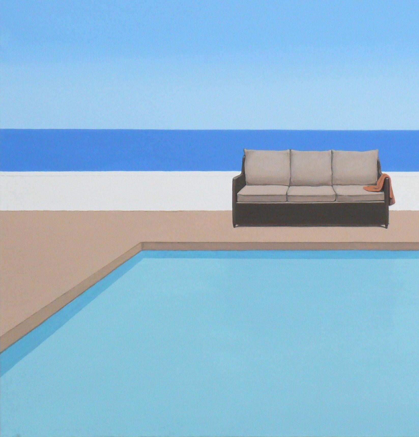 Pool by the ocean - landscape painting - Painting by Magdalena Laskowska