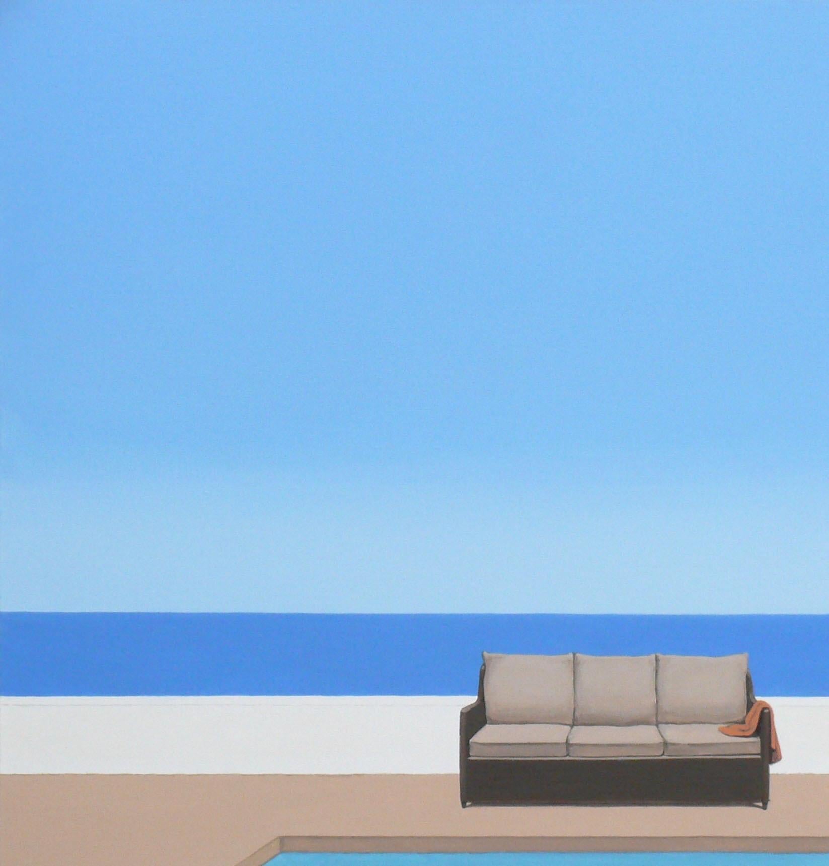 Pool by the ocean - landscape painting - Contemporary Painting by Magdalena Laskowska