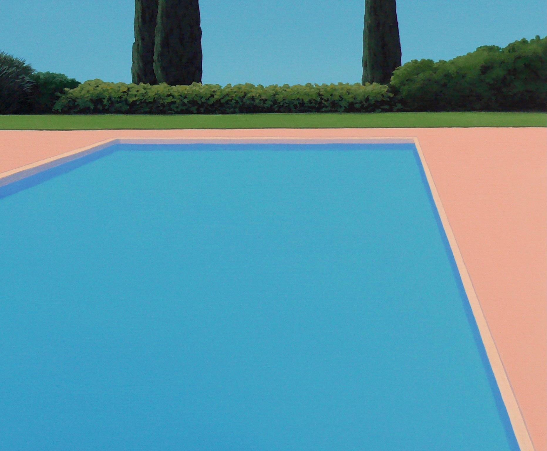 Serenity - landscape painting - Blue Landscape Painting by Magdalena Laskowska