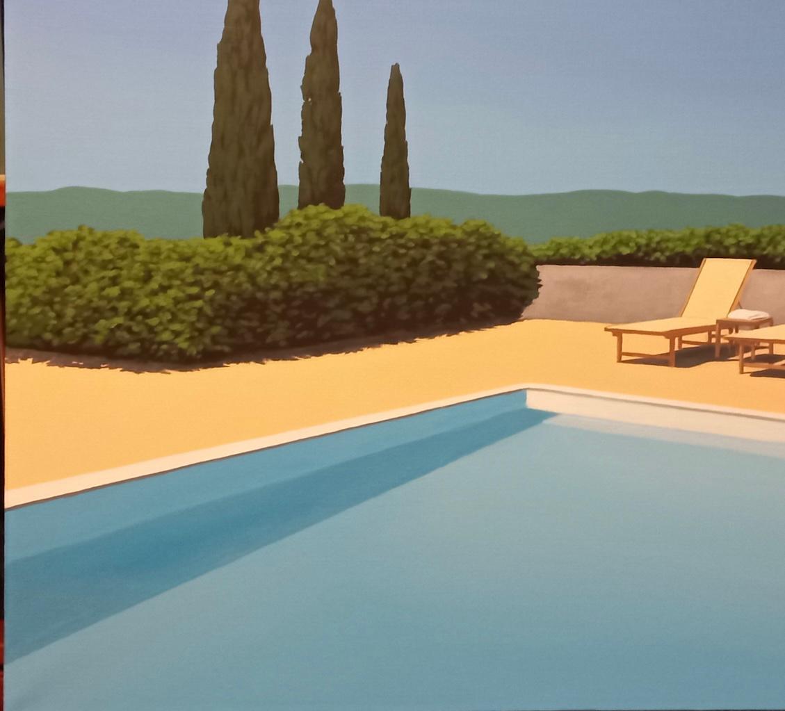 Take your time I - landscape painting - Gray Figurative Painting by Magdalena Laskowska