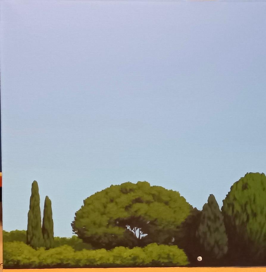 Take your time III - landscape painting - Gray Figurative Painting by Magdalena Laskowska